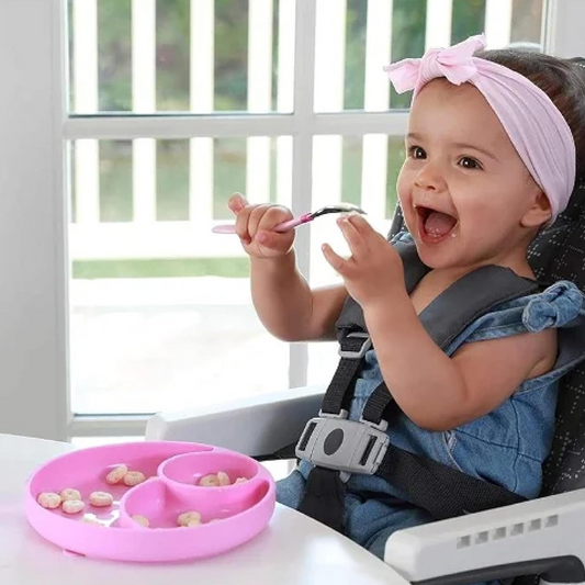 CHICCO Easy Menu piatto in silicone a tre scomparti con ventosa 12 m+