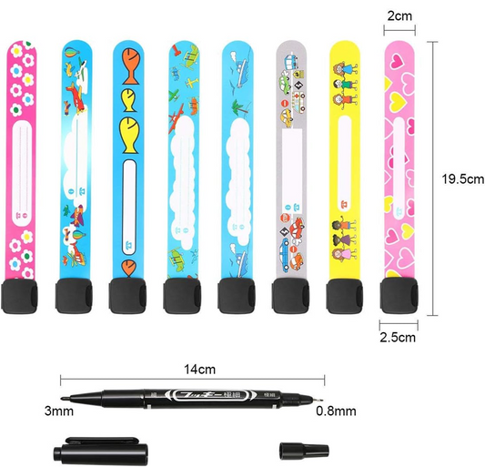 VICLOON wodoodporne bransoletki SOS dla dzieci 8 sztuk + flamaster