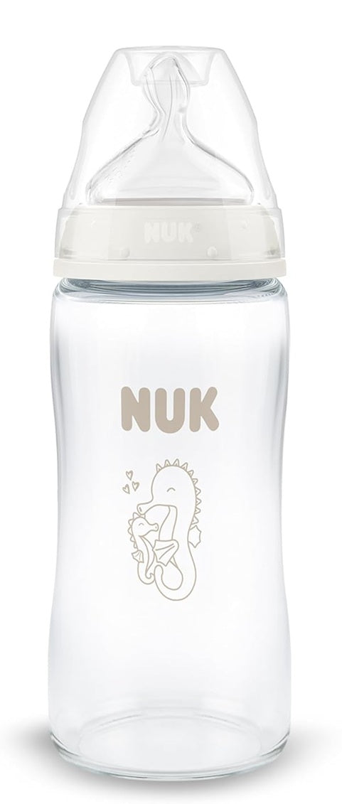 NUK First Choice Glasflasche 240 ml Sauger M ab 3 Monaten SEEPFERDCHEN