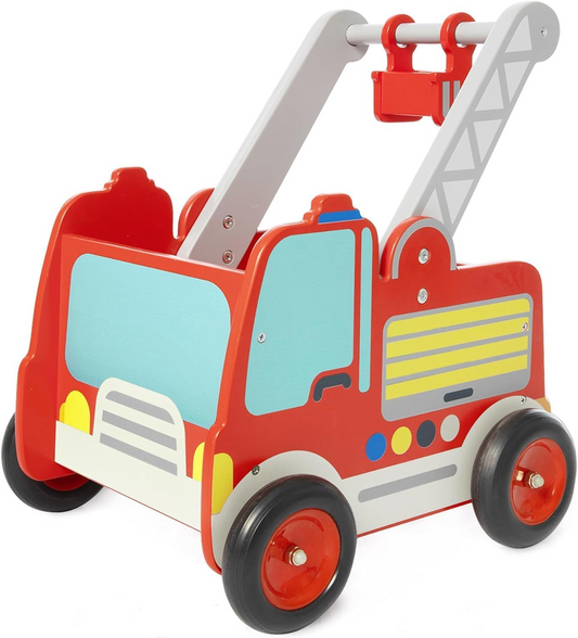 LABEBE carrello in legno CAMION DEI POMPIERI 37,5 x 45 cm