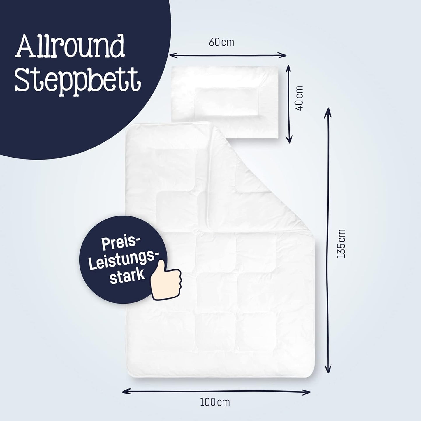 JULIUS ZOLLNER BASIC komplet poduszka i kołderka 100 x 135 cm/40 x 60 cm – zdjęcie produktu 4