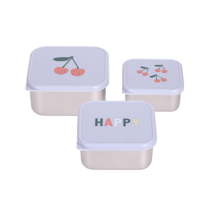 Lässig Happy Fruits contenitori in acciaio per snack 3 pezzi