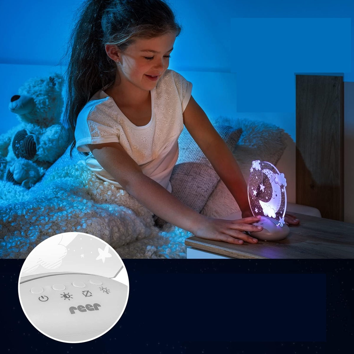 REER ColourLumy veilleuse LED 5 couleurs LUNE