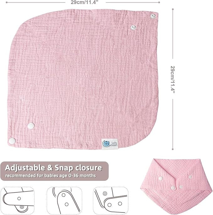 LULU MOON bavaglini bandana in mussola con bottoni a pressione 0-36 mesi x8
