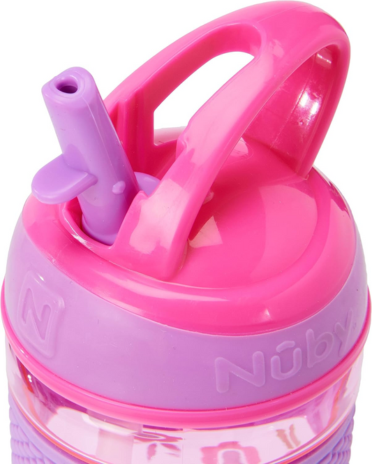 NUBY Hard Straw Cup tritán kulacs szívószállal 3 hónap+ 360 ml VIRÁGOK