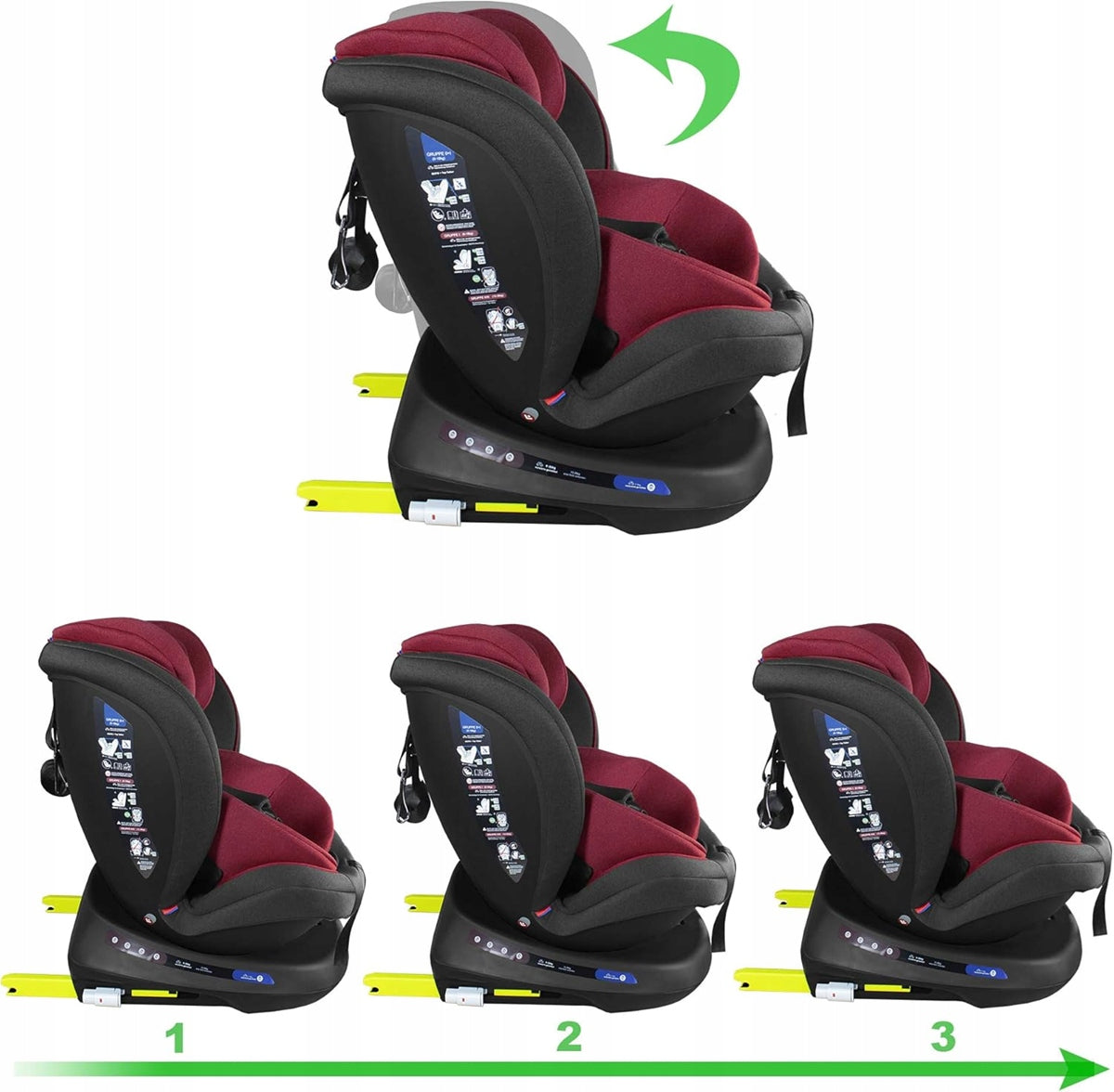 XOMAX S64 asiento de coche giratorio 360° grupo 0/1/2/3 ISOFIX