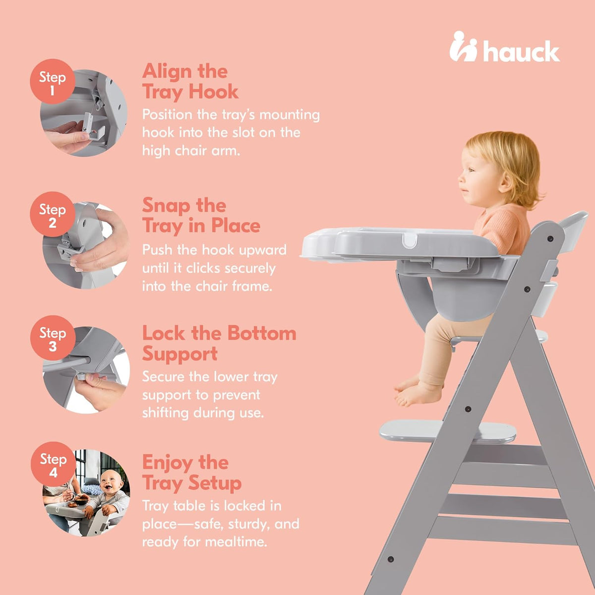 HAUCK Alpha Tray Grey extra dienblad voor kinderstoel