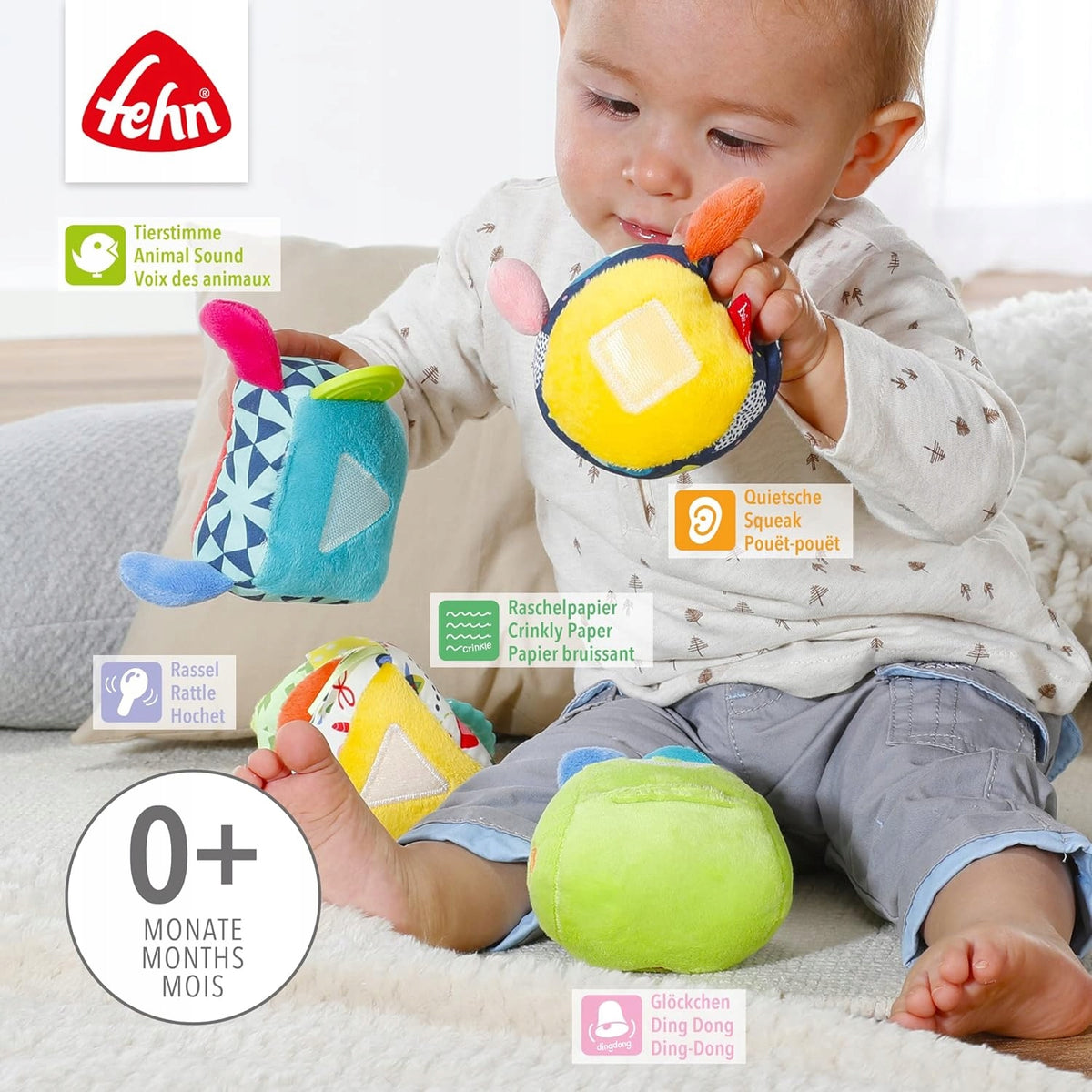 FEHN Color Friends chenille puzzle à scratch SENSORIELLE 36cm