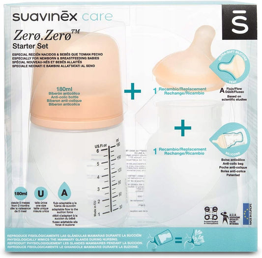 SUAVINEX zestaw startowy ZERO ZERO 180ml