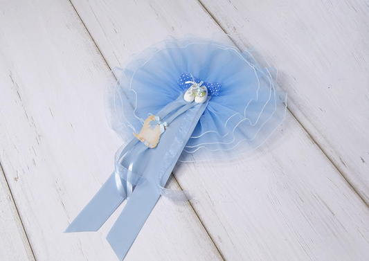 MARELI kokarda na narodziny dziecka 32 cm ceramika tiul satyna – zdjęcie produktu 2