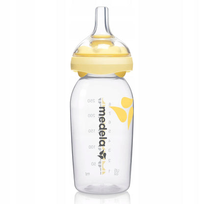 MEDELA butelka 250 ml + smoczek CALMA, żółta butelka dla niemowląt 0+ bez BPA