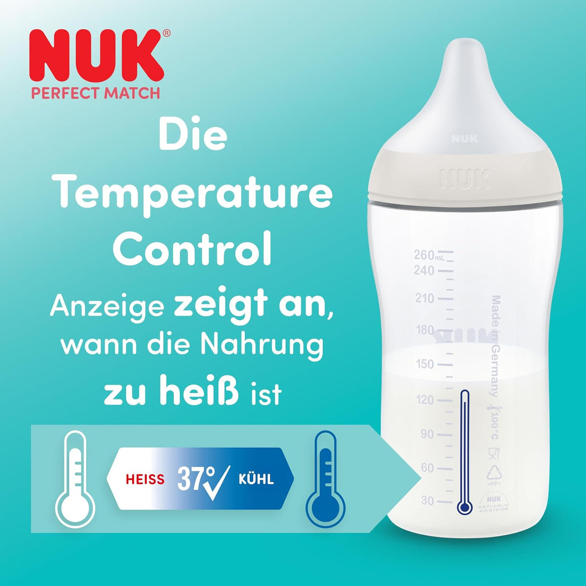 NUK Perfect Match butelki antykolkowe 260 ml 3m+ x4 – zdjęcie produktu 6