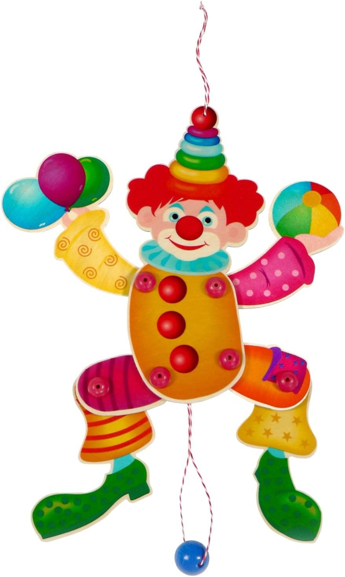 HESS decorațiune din lemn pentru agățat CLOWN cu membre mobile 36 cm