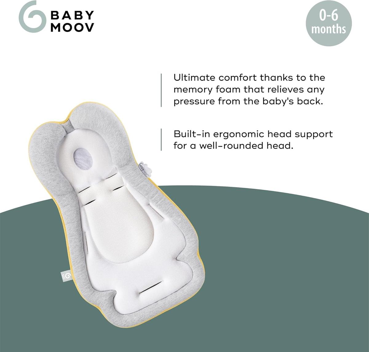 BABYMOOV cosymorpho fresh WKŁADKA do wózka fotelik, wkładka niemowlęca 0-6 miesięcy z ergonomicznym podparciem głowy