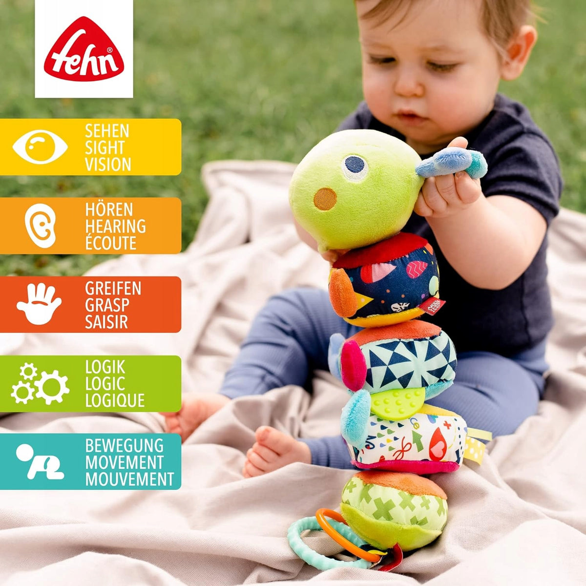 FEHN Color Friends chenille puzzle à scratch SENSORIELLE 36cm