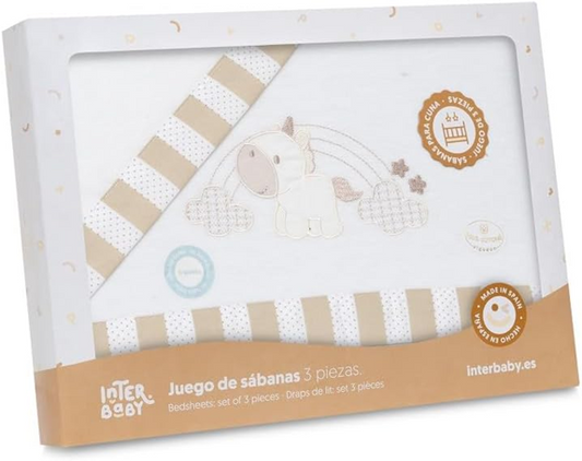 INTERBABY set biancheria da letto 3 pezzi 60x120 / 40x60 / 110x155
