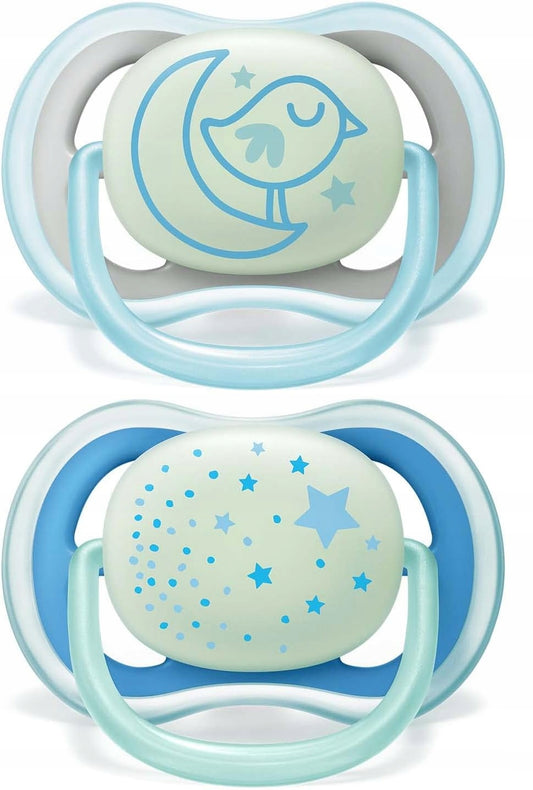 PHILIPS AVENT Ultra Air Night smoczki x 2 6-18msc świecą, uspokajające smoczki z motywem nocnym