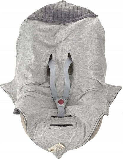 LASSIG manta tejida para portabebés con capucha GRIS