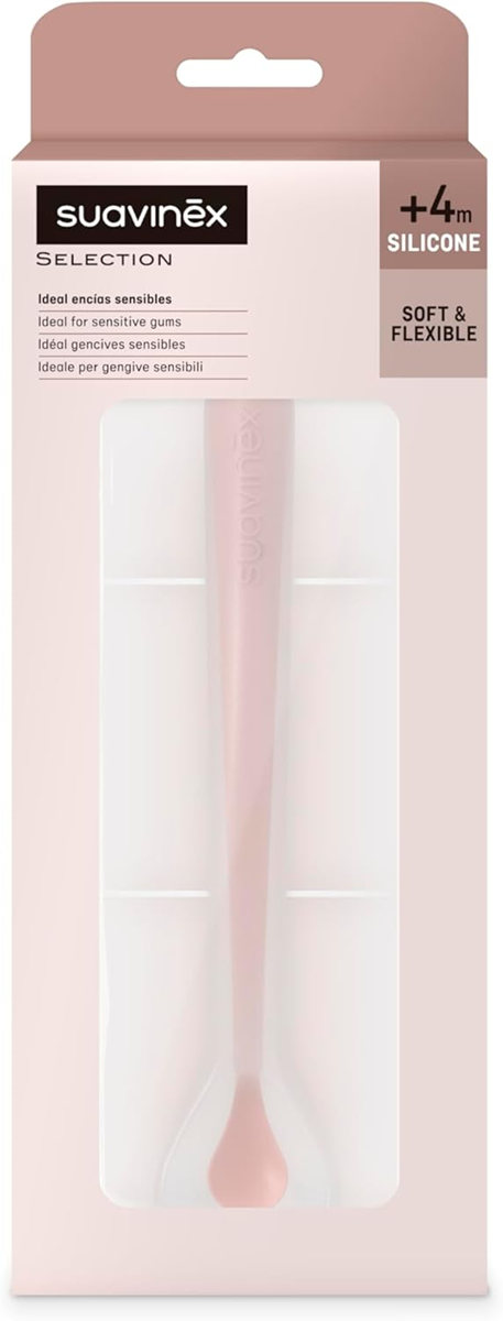 SUAVINEX Selection elastyczna łyżeczka silikonowa 16 cm 4 m+ różowa