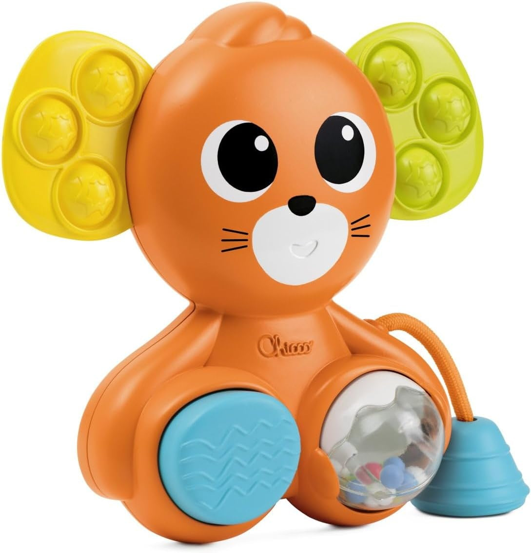 CHICCO Topolino sensoriale con sonaglio e squeaker Pop It 18 x 19 cm