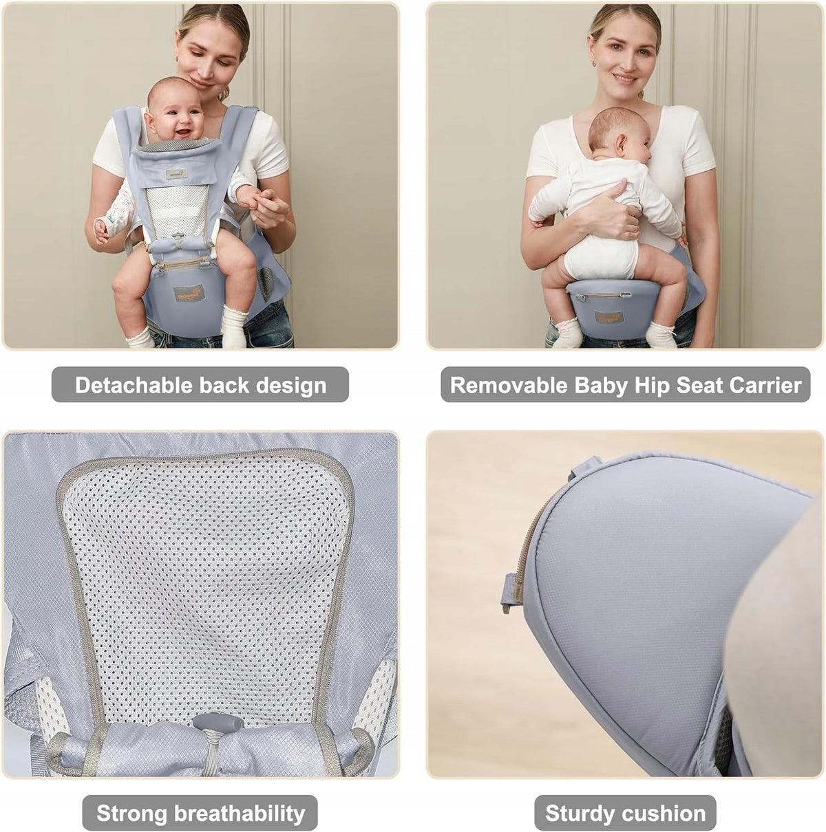 GROWNSY Babytrage Ergonomisch mit Hüftsitz 6-in-1