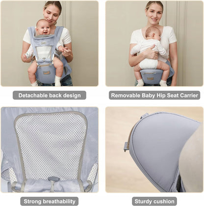 GROWNSY Babytrage Ergonomisch mit Hüftsitz 6-in-1
