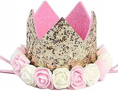 corona dorada de princesa para primer cumpleaños