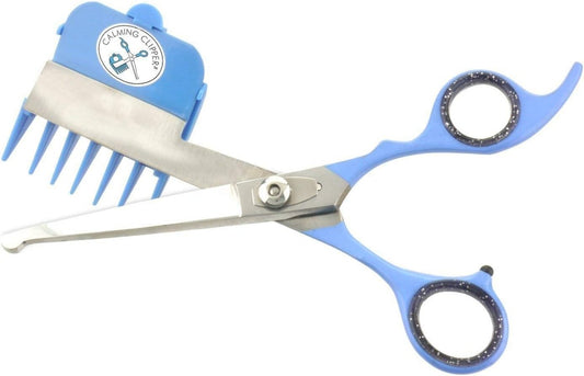 CALMING CLIPPER forbici per capelli + 9 pettini guida e grembiule "O"