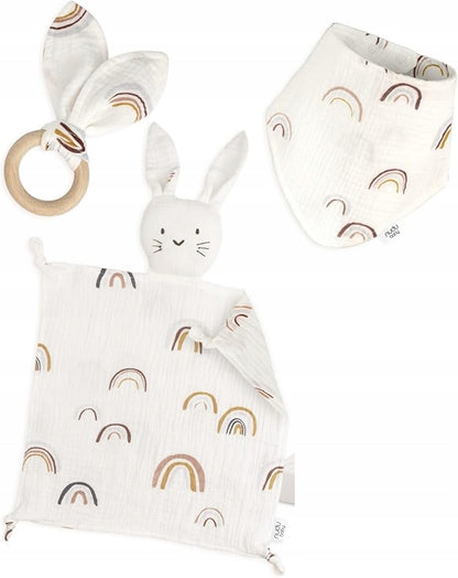 NUDU BABYteether, comforter, bibage 0 +colours as on first photonew condition, packaging may have extensive