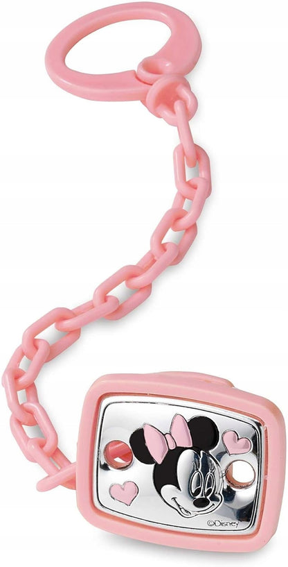 VALENTI DISNEY Minnie θήκη για πιπίλα + αλυσίδα επίστρωση PVD (ασήμι)