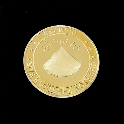 BRADOC Zúbková víla pozlátená kovová minca pod vankúš 4 cm DIAMANT
