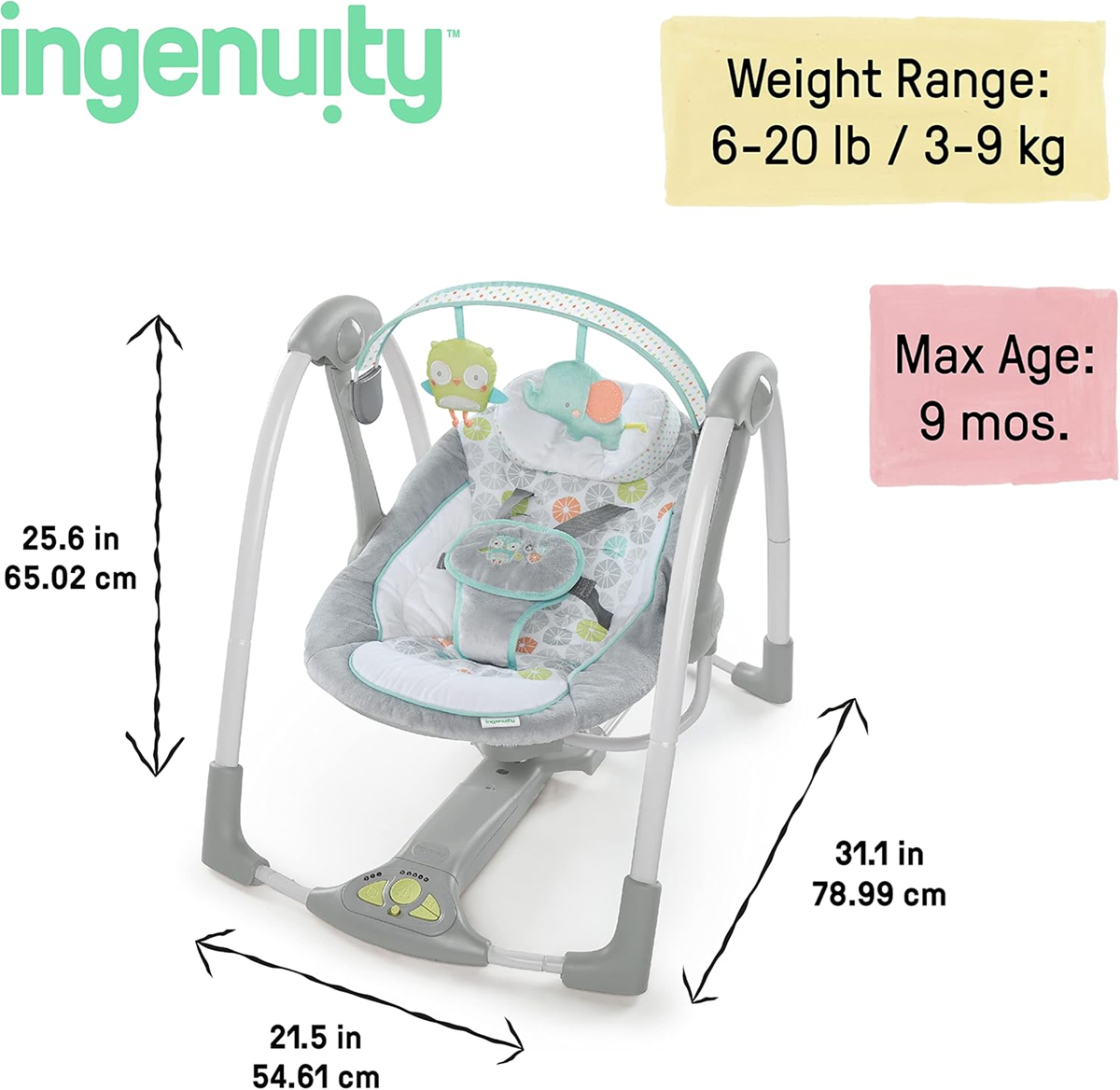 INGENUITY SWING'N GO dondolo altalena suono + movimento