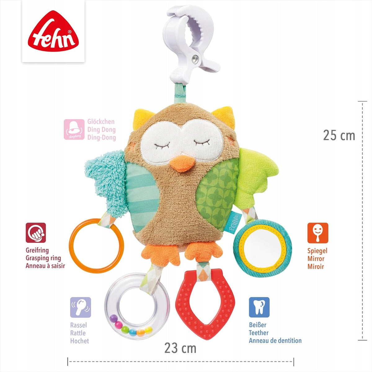 FEHN Śpiący Las zawieszka z grzechotką i chwytakiem do wózka, fotelika – zdjęcie produktu 4