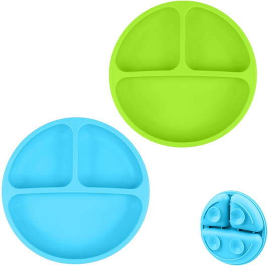 VICLOON assiette compartimentée avec ventouse x2 + cuillère x2 fourchette x2
