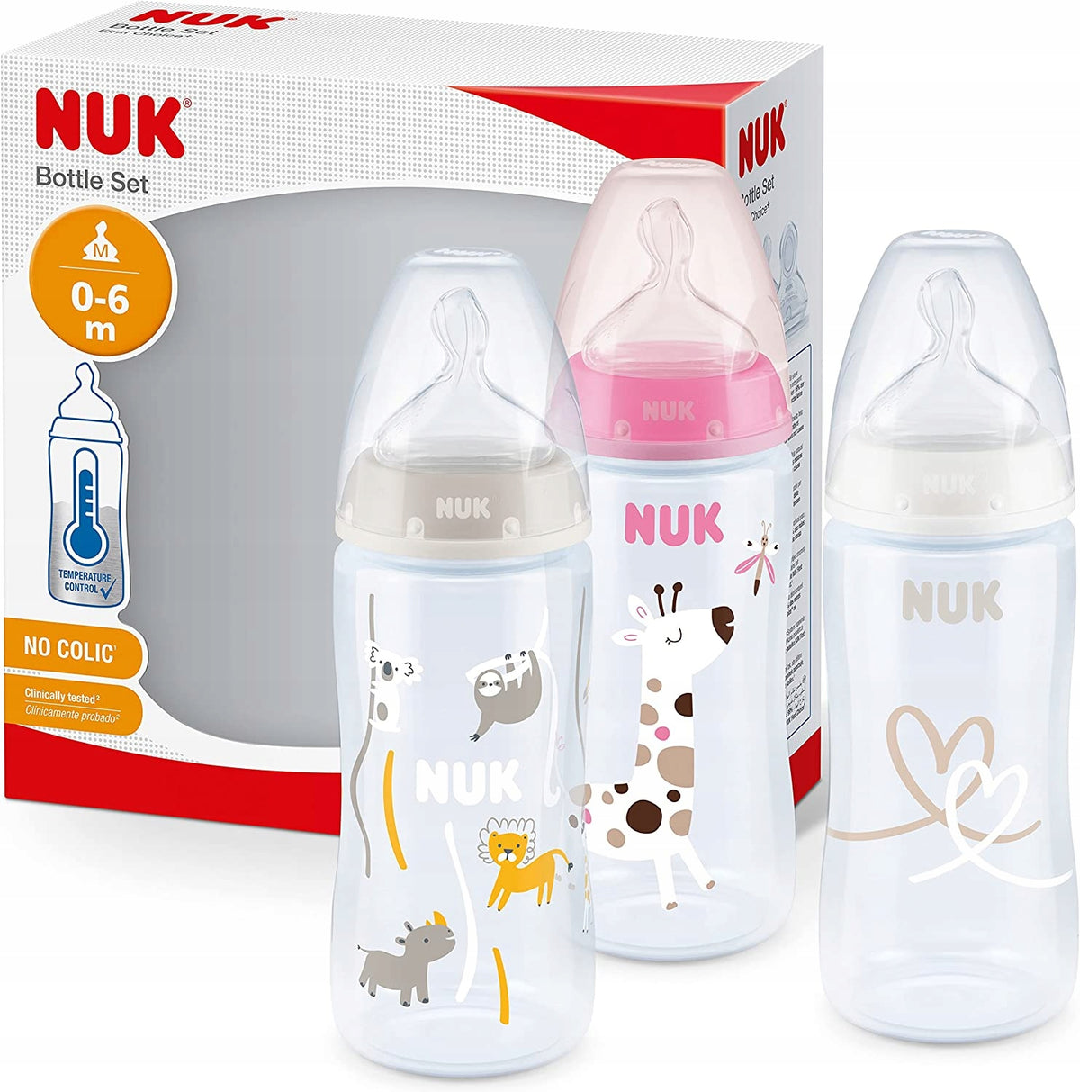 NUK No Colic σετ μπιμπερό 3x 300 ml 0-6