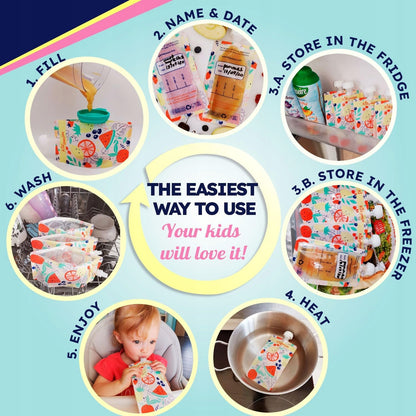 KIDYMOM sachets réutilisables pour compote x7 + accessoires