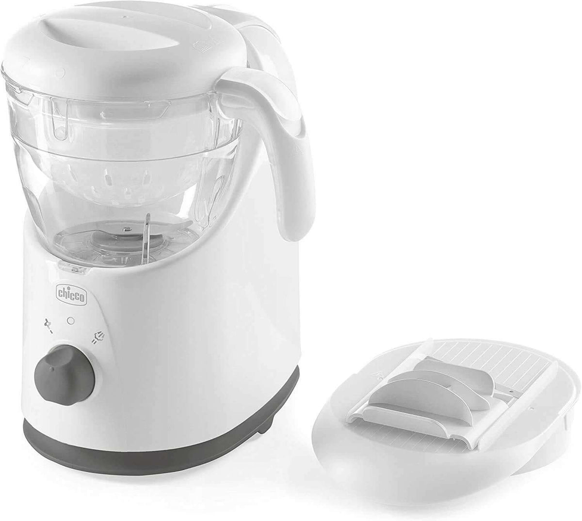 CHICCO Easy Meal 4w1 robot kuchenny 1550 ml biały z szatkownicą Cut Express i akcesoriami, stan powystawowy