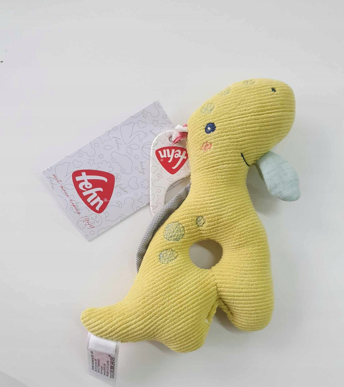 FEHN Happy Dino hrkálka úchopová hračka pre bábätká 16 cm