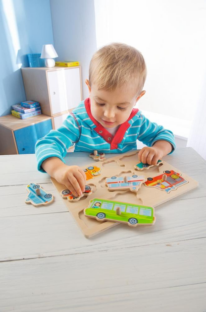 HABA puzzle de madera encajable 8 piezas 21 x 30 cm VEHÍCULOS