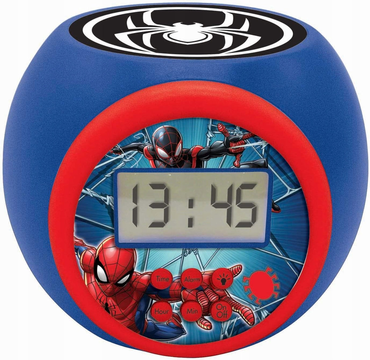 LEXIBOOK Proiettore Spiderman 3 colori e sveglia con display LCD