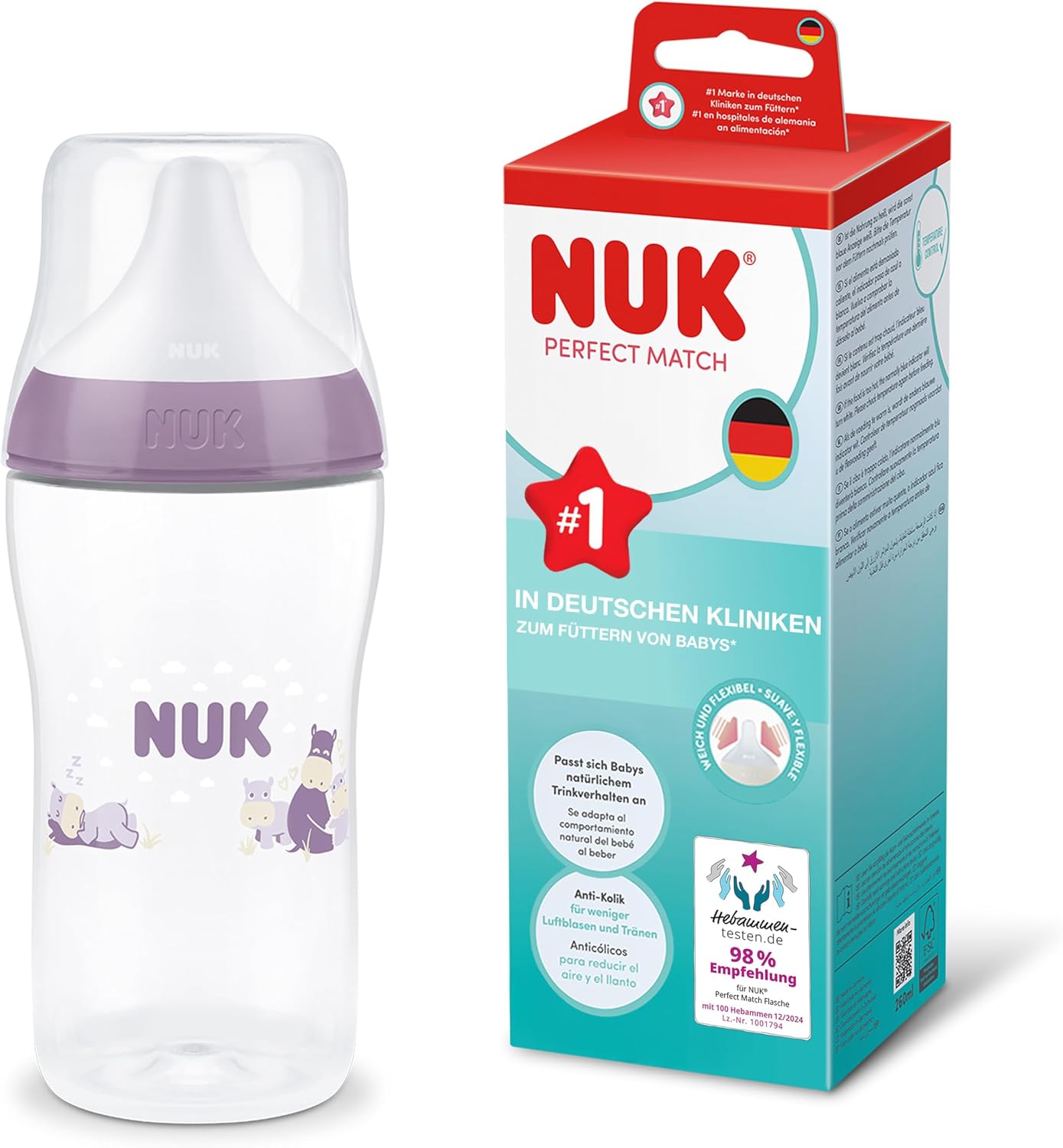 NUK Perfect Match Anti-Kolik-Flasche 260 ml 3m+ – Produktbild 2