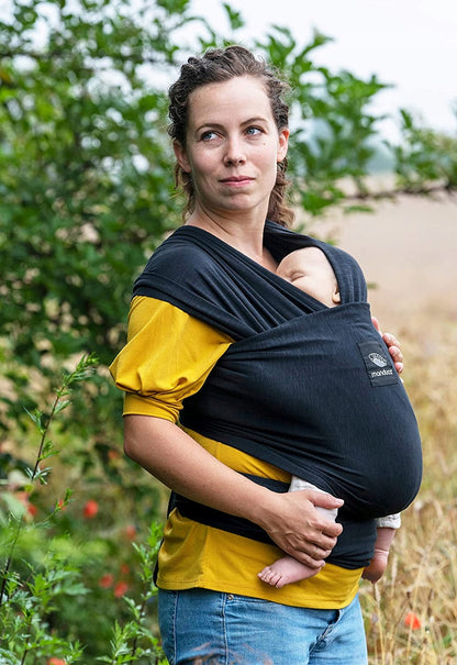 MANDUCA SLING chusta do noszenia dziecka, czarna, dla noworodka, 100% bawełna ekologiczna