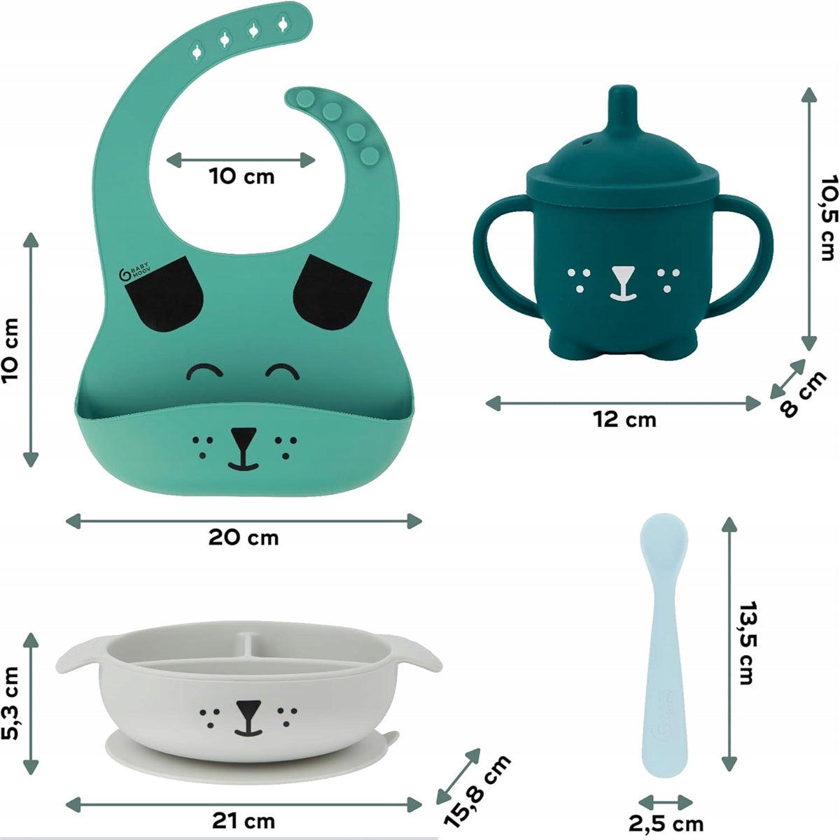 BABYMOOV LEARN'ISY set de vajilla de silicona para bebés 15-24 meses