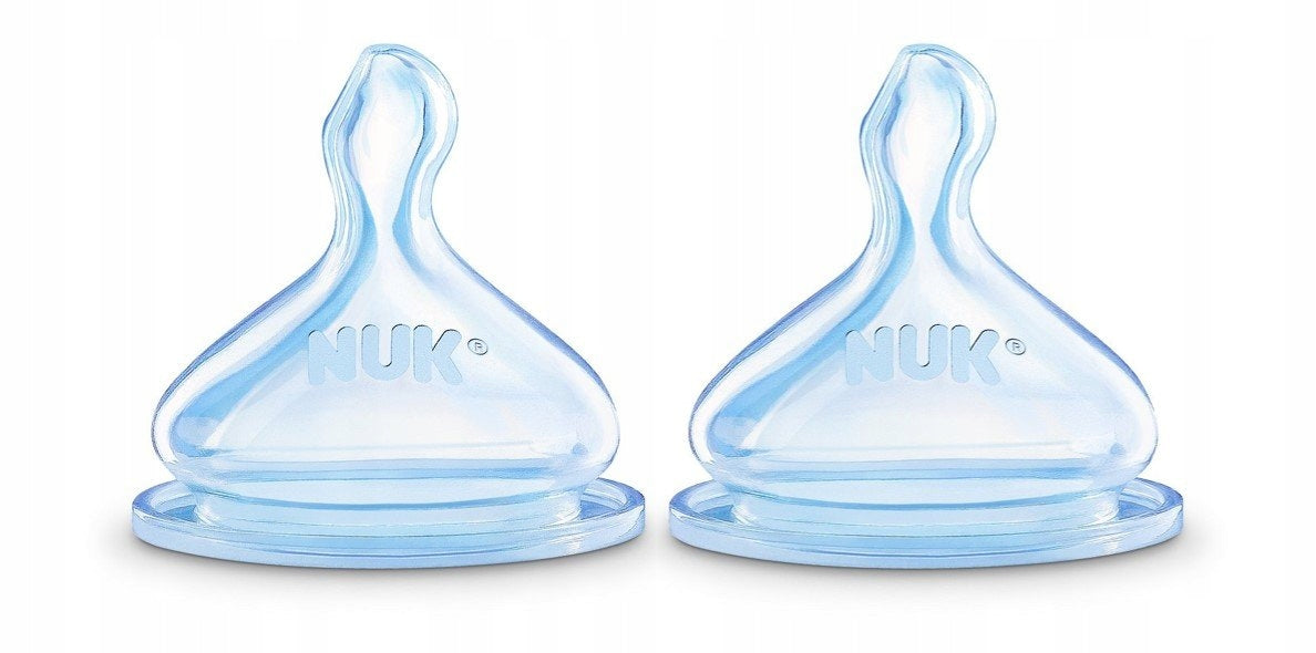 NUK Serenity+ smoczki do butelki 0-6m, silikonowe smoczki 2 szt., antykolkowe i BPA/BPS free