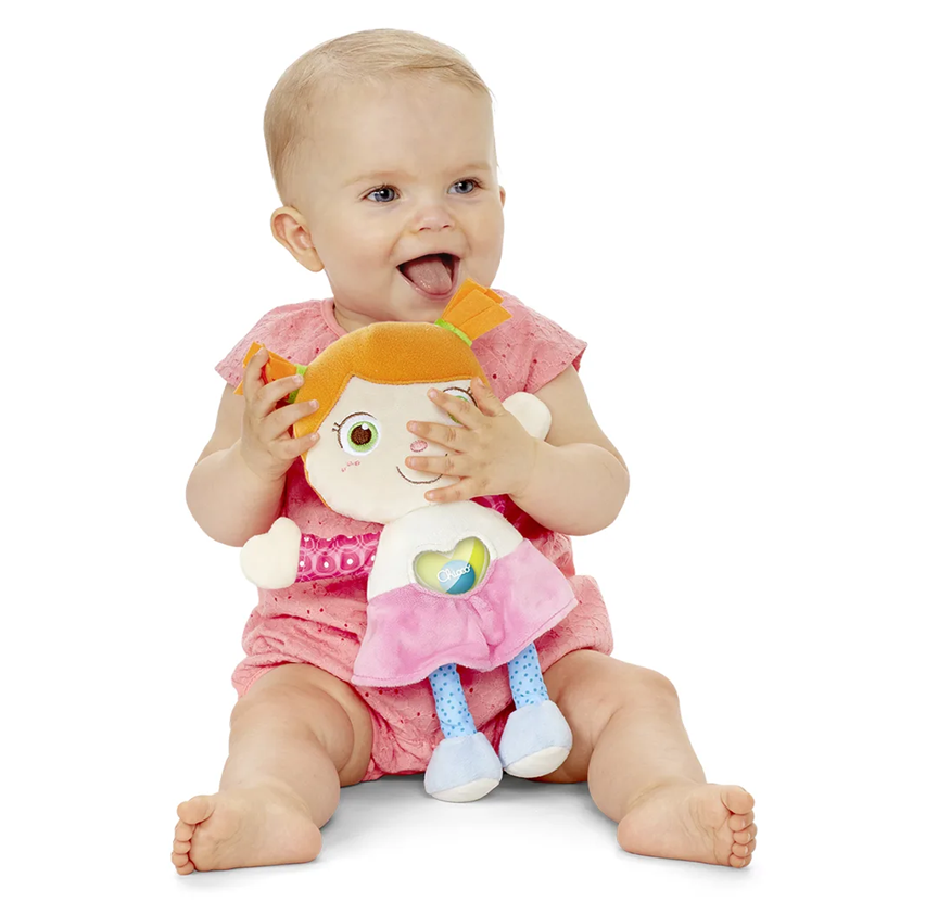 CHICCO Pop Emily pluchen knuffel met rammelaar in zittende positie 26 cm