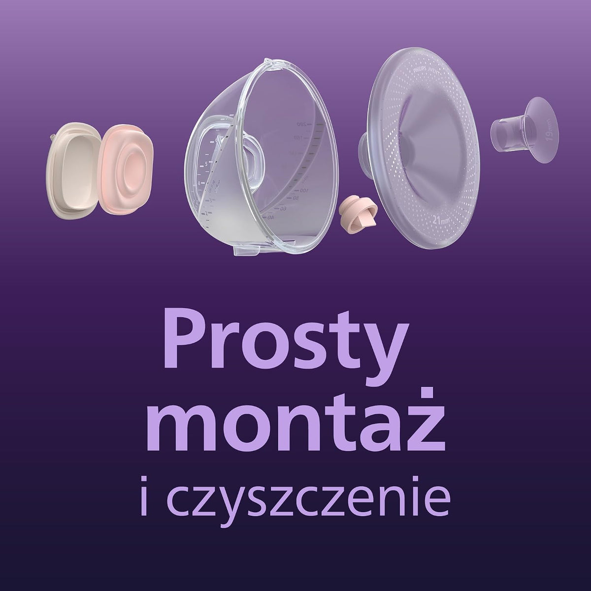 PHILIPS AVENT podwójny laktator muszlowy HANDS-FREE SCD553/11, prosty montaż i czyszczenie
