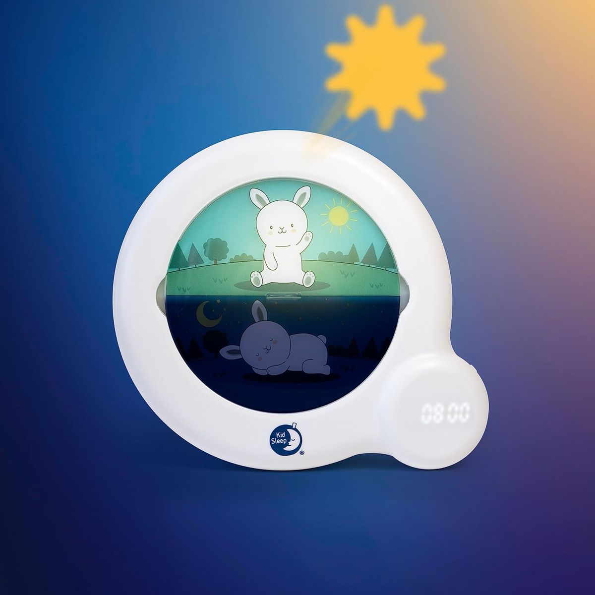 PABOBO Kid Sleep Essential 3-in-1 wake-up training clock, clock, night light (moon or sun projection)