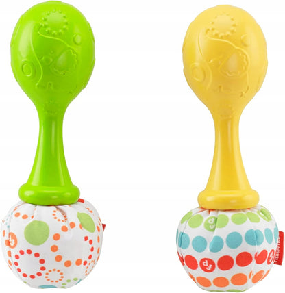 FISHER-PRICE BLT33 grzechotki marakasy 2 sztuki w kolorze zielonym i żółtym dla dzieci 3m+
