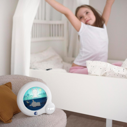 PABOBO Kid Sleep Essential 3-in-1 wake-up training clock, clock, night light (moon or sun projection)