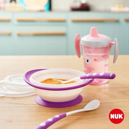 NUK set de aprendizaje para comer 6m+ vaso antiderrame, cuenco y 2 cucharas